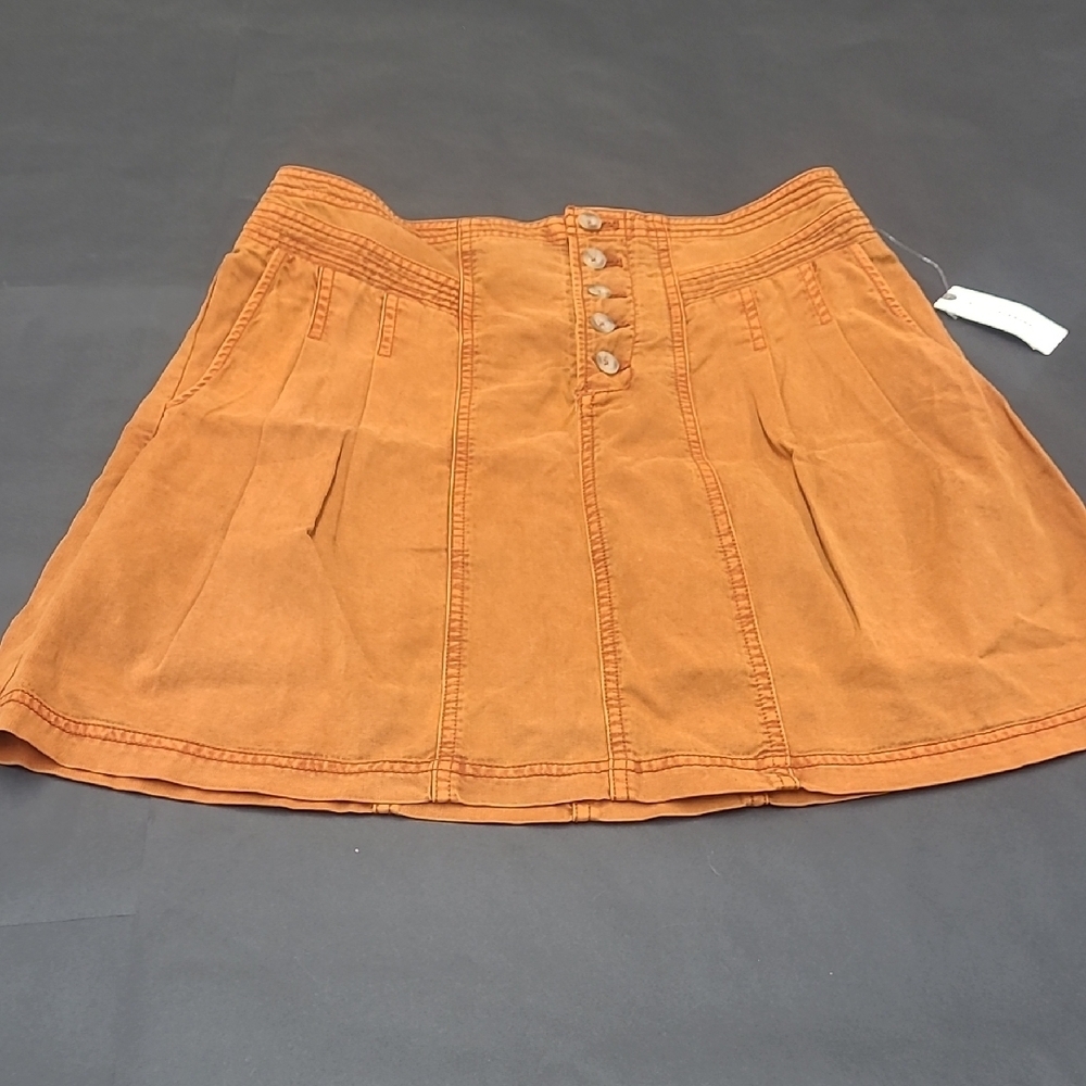 Anthropologie Women's Button-Front  Rust Skirt Size 8 NWT